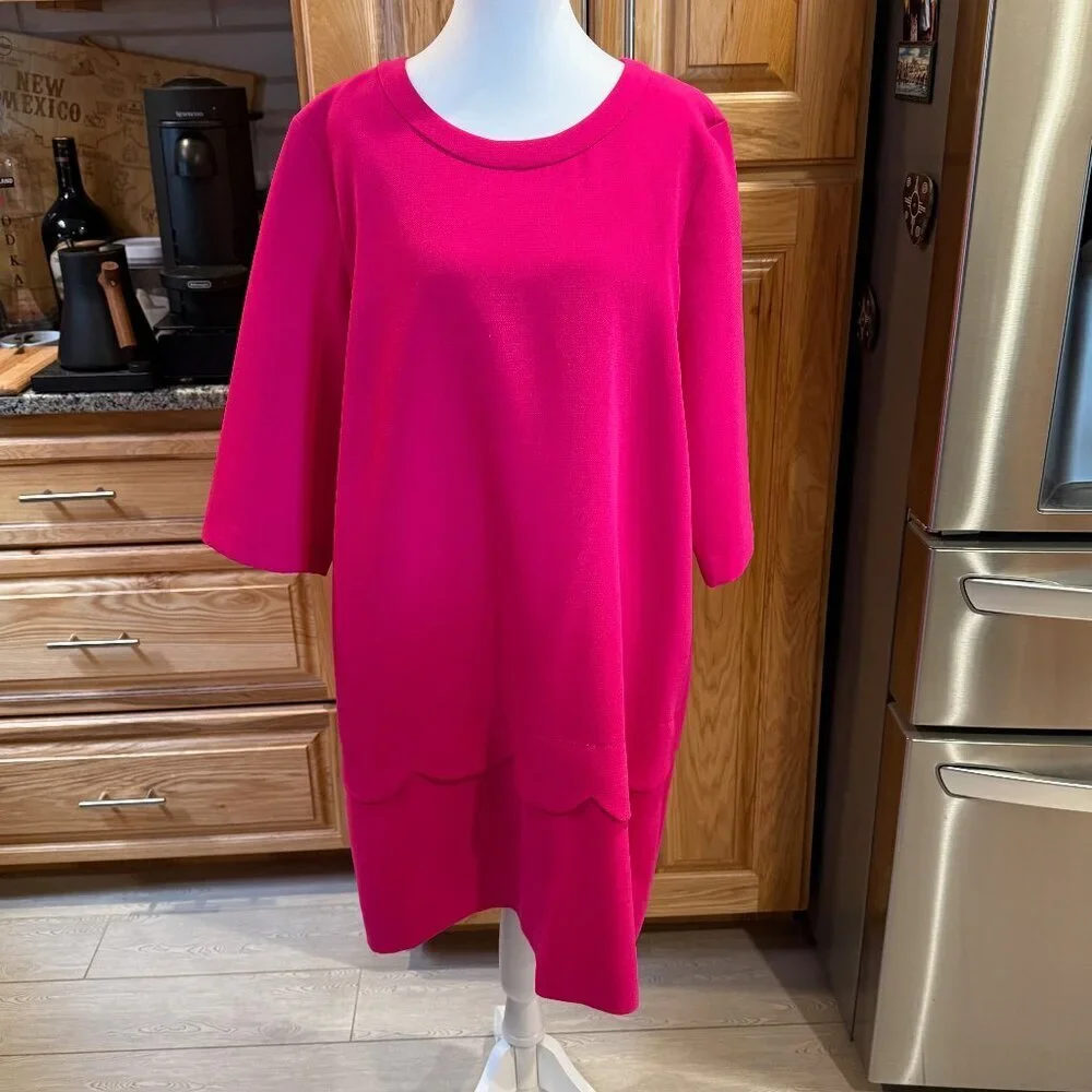 kate spade new york Pink Scalloped‎ Drop-Waist Dress 14 EUC